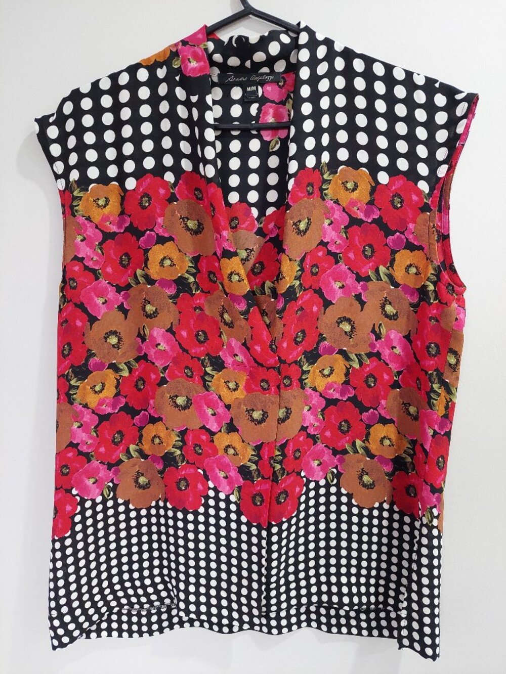 Sandra Angelozzi Women's Size M Sleeveless Tunic Blouse Boho Floral